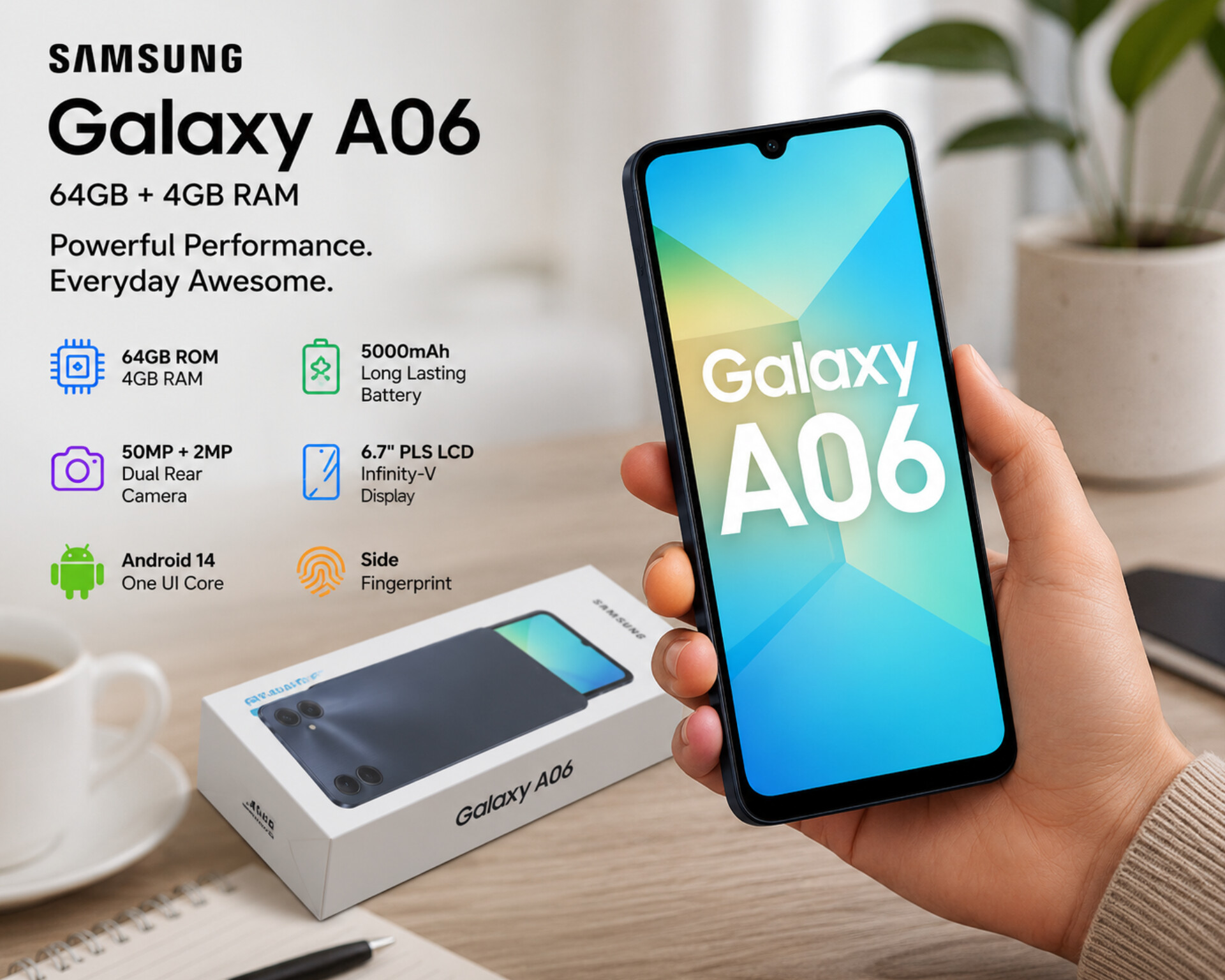 samsung galaxy a06 (64gb + 4gb ram) samsung galaxy a06 (64gb + 4gb ram)